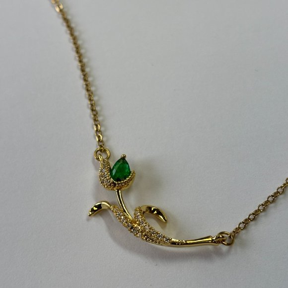 Gold 0.5 ct Jade Rose Zircon Pendant Necklace - Picture 11 of 16